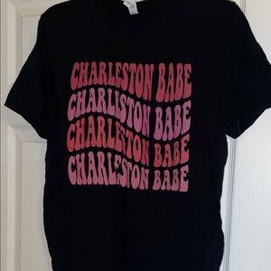Bella Canvas Black Tee with Pink Charleston Graphic